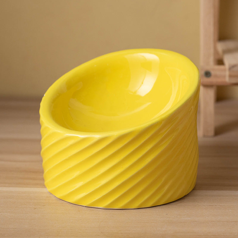 Ergonomic Ceramic Tilted-Rim Elevated Pet Bowl