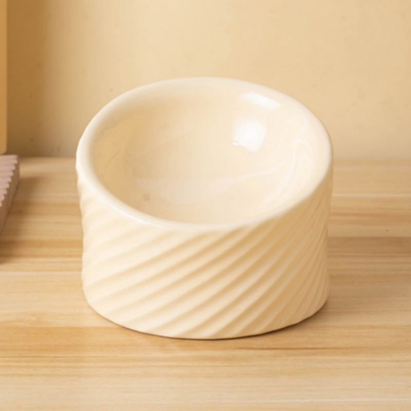 Ergonomic Ceramic Tilted-Rim Elevated Pet Bowl