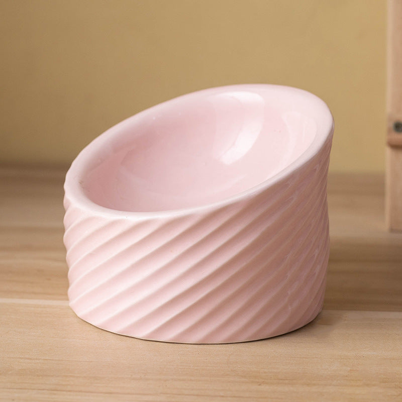 Ergonomic Ceramic Tilted-Rim Elevated Pet Bowl