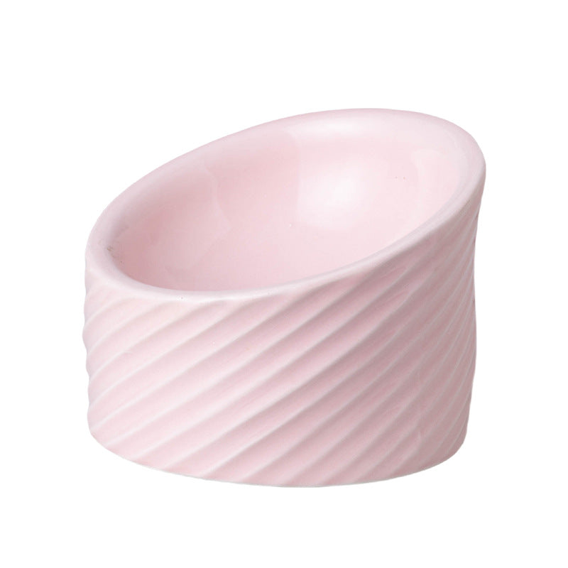 Ergonomic Ceramic Tilted-Rim Elevated Pet Bowl