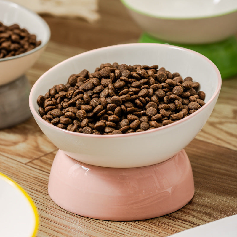 Angled, Elevated Ceramic Pet Bowl (Cat/Dog)