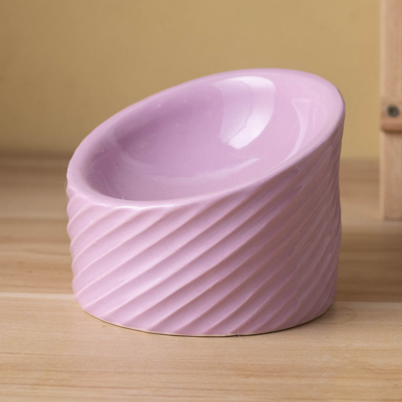 Ergonomic Ceramic Tilted-Rim Elevated Pet Bowl