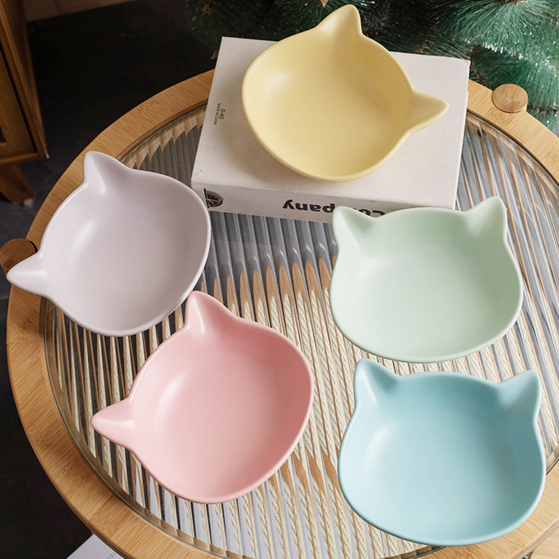 Matte Two-Handled Feeding Bowl  Tilted Pet Bowl