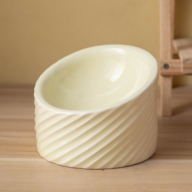 Ergonomic Ceramic Tilted-Rim Elevated Pet Bowl