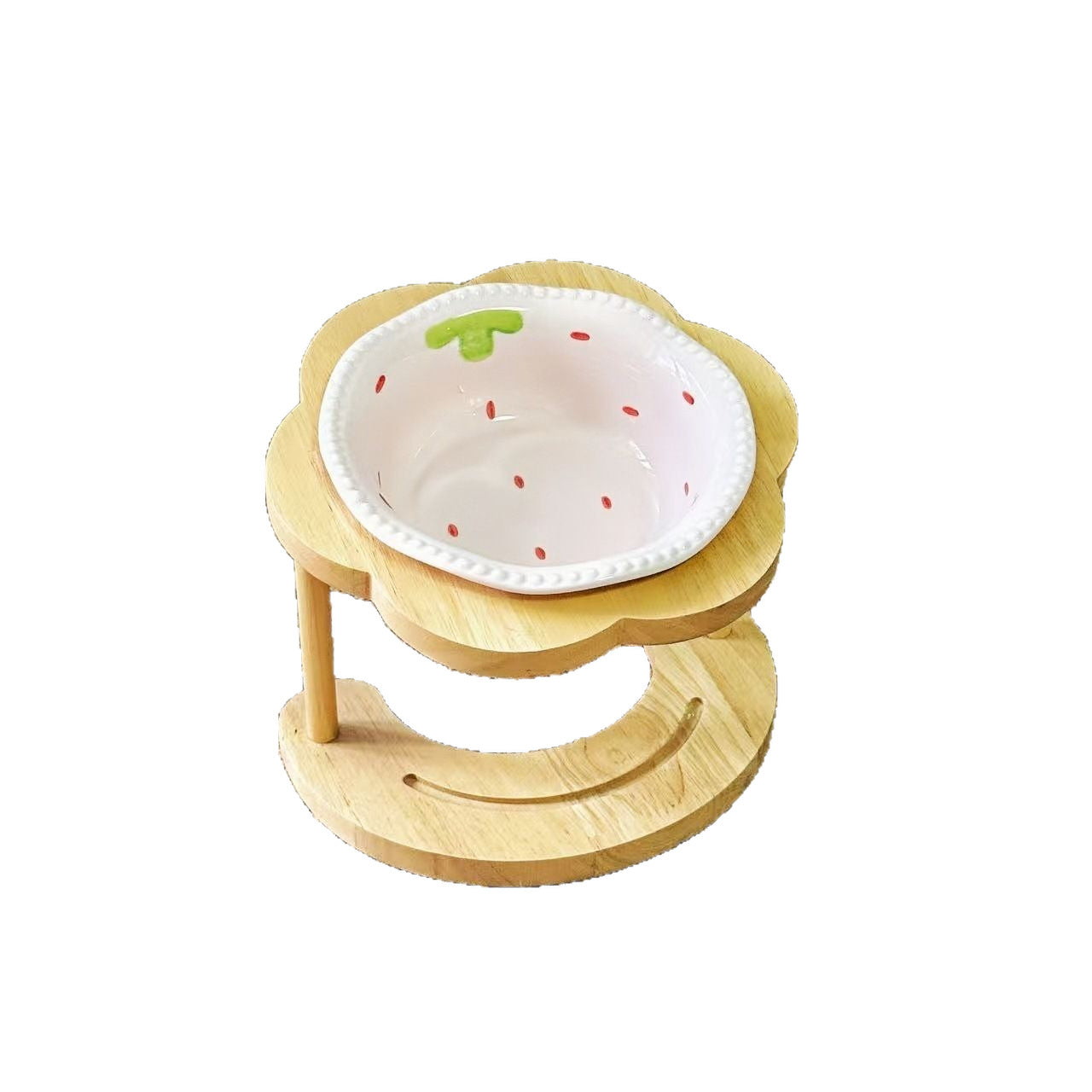 Slanted Wooden Elevated Cat Feeding Stand