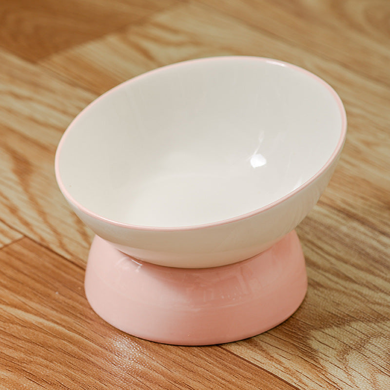 Angled, Elevated Ceramic Pet Bowl (Cat/Dog)