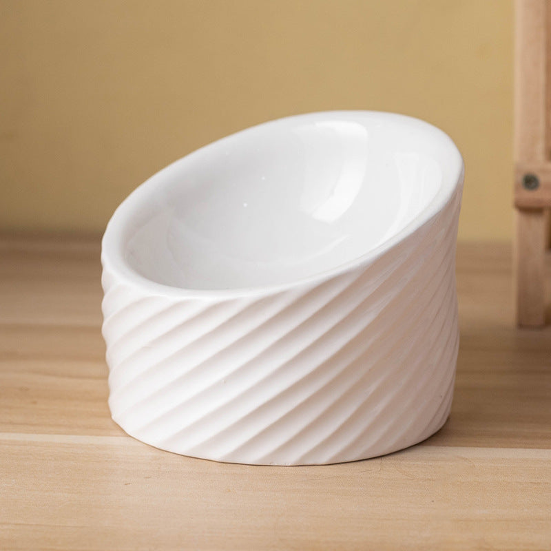 Ergonomic Ceramic Tilted-Rim Elevated Pet Bowl