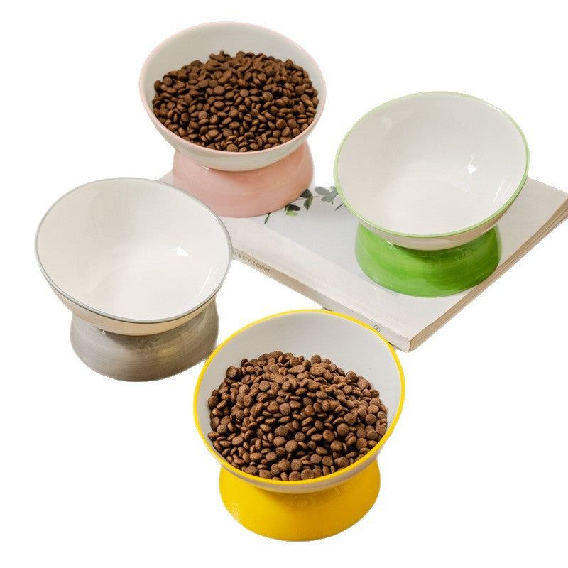 Angled, Elevated Ceramic Pet Bowl (Cat/Dog)