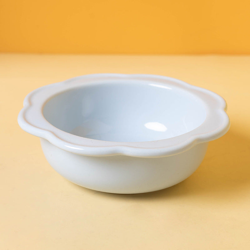 Cute Flower-Shaped Ceramic Elevated Bowl (Neck-Friendly Design)