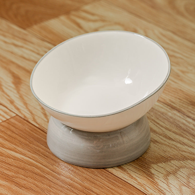 Angled, Elevated Ceramic Pet Bowl (Cat/Dog)