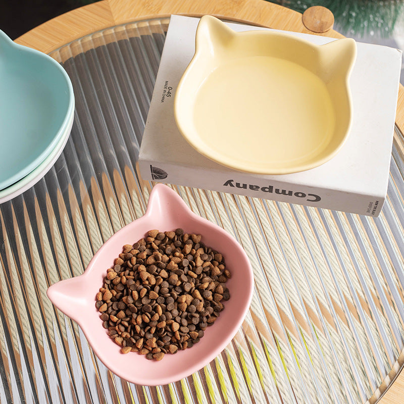 Matte Two-Handled Feeding Bowl  Tilted Pet Bowl