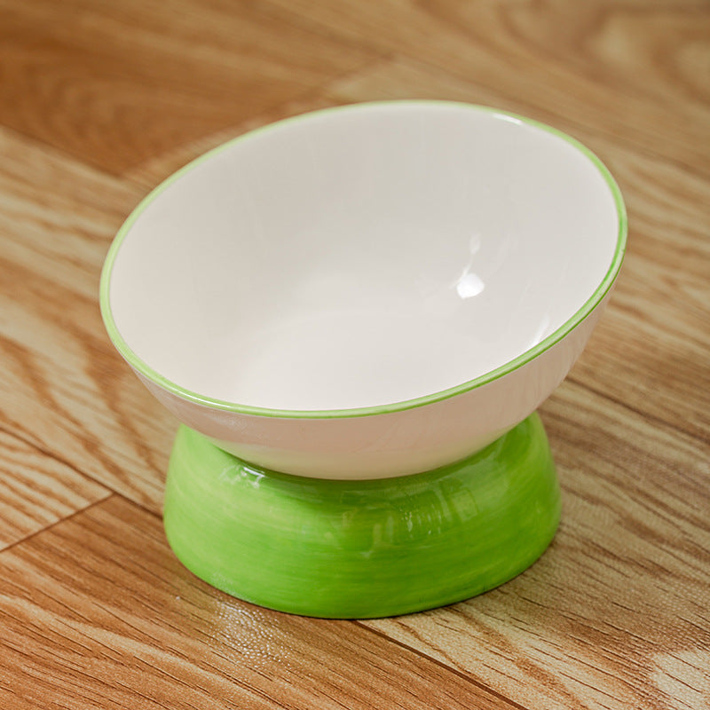 Angled, Elevated Ceramic Pet Bowl (Cat/Dog)