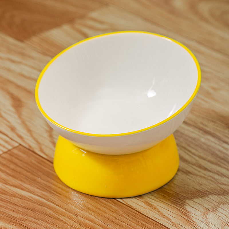 Angled, Elevated Ceramic Pet Bowl (Cat/Dog)